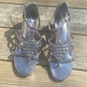 Studded metallic sandals- Denver Hayes